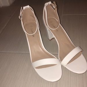White strap heels